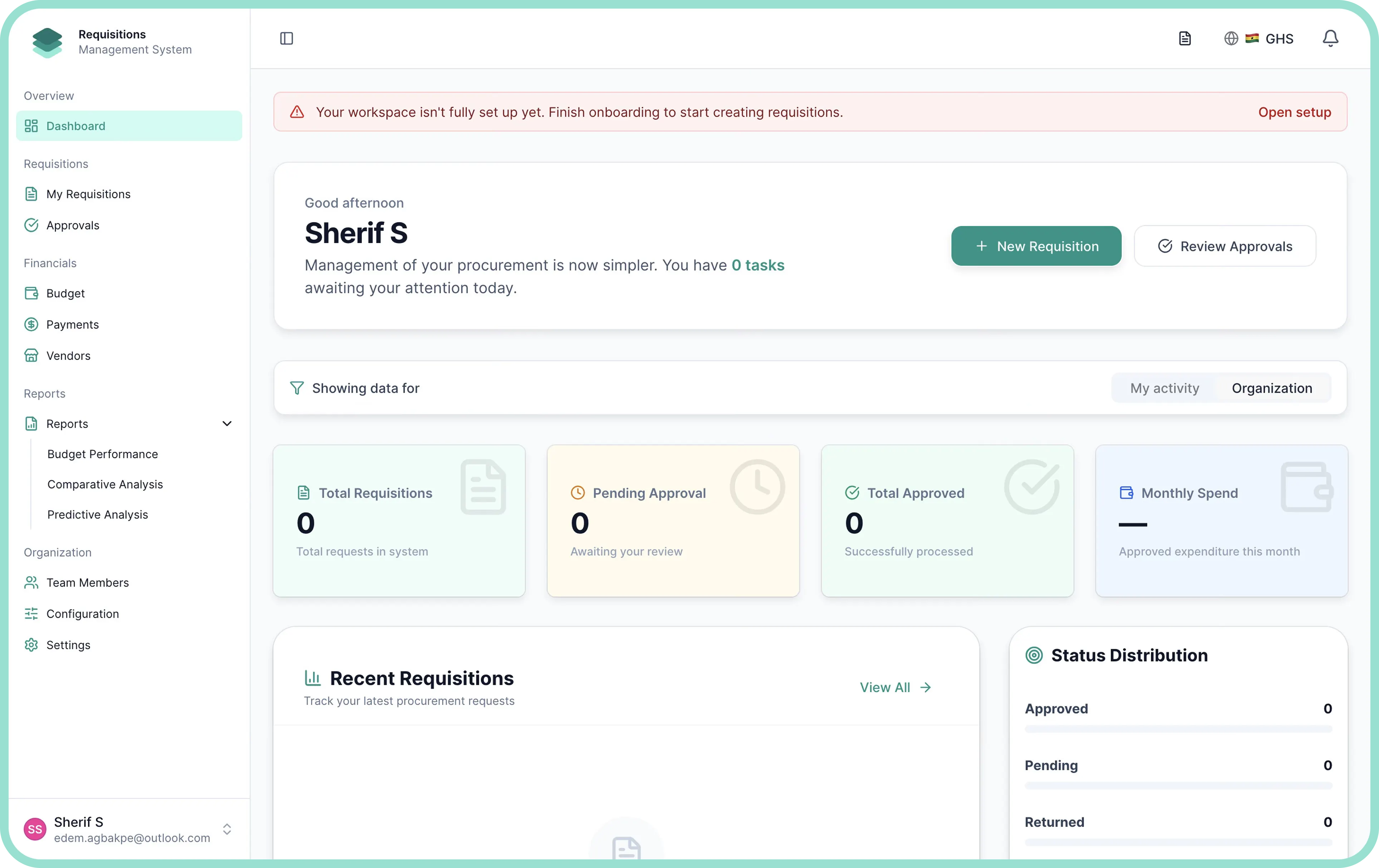 Requisition Manager Dashboard